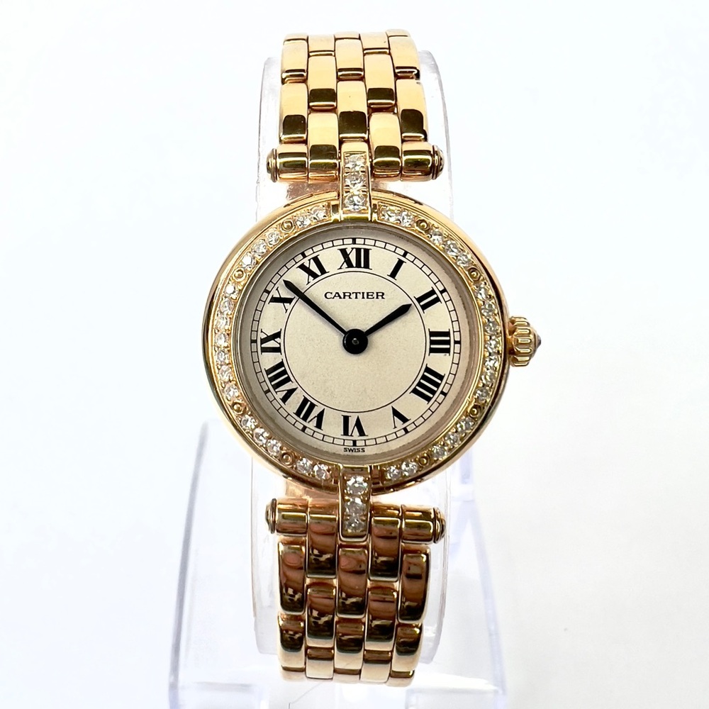 CARTIER PANTHERE VENDOME 24mm 18K Yellow Gold 0.28TCW Diamond Watch Cream Dial